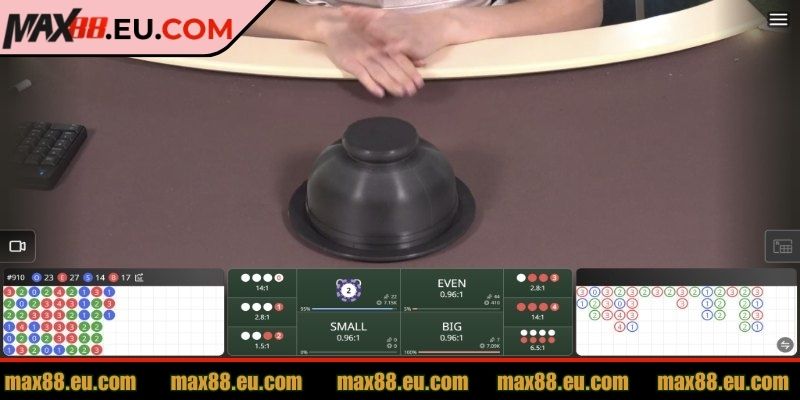 Người chơi lắng nghe âm thanh khi chơi xóc đĩa